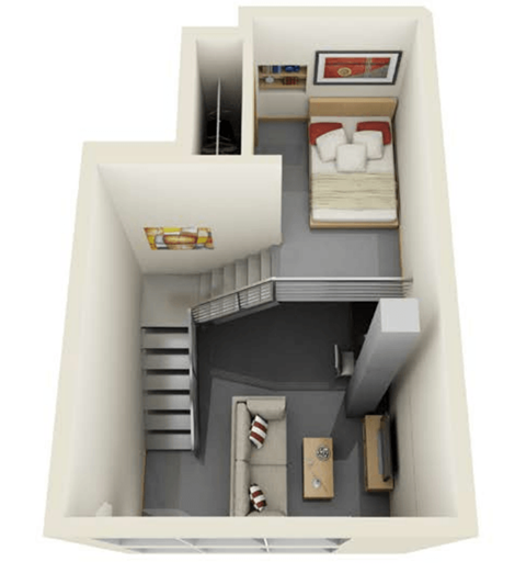 Floor plan for studio, 1 bath, 404 sqft